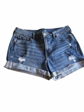Old Navy denim shorts cuffed size 12 mid rise boyfriend distressed